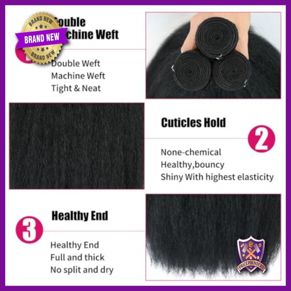 Human Hair Extensions 16 18 20 Inch Virgin Brazilian Kinky Straight Bundles main image 4